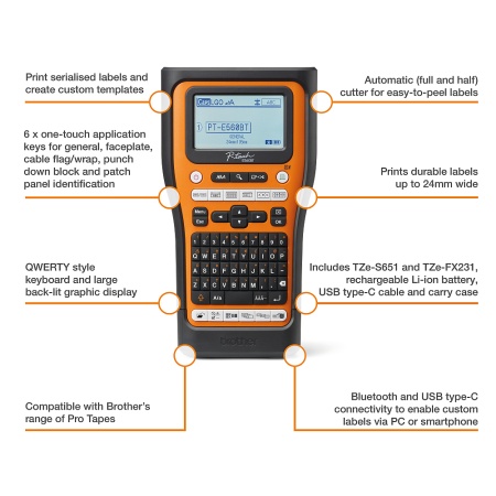 Brother PT-E560BTVP Pro Handheld Professional Label Maker